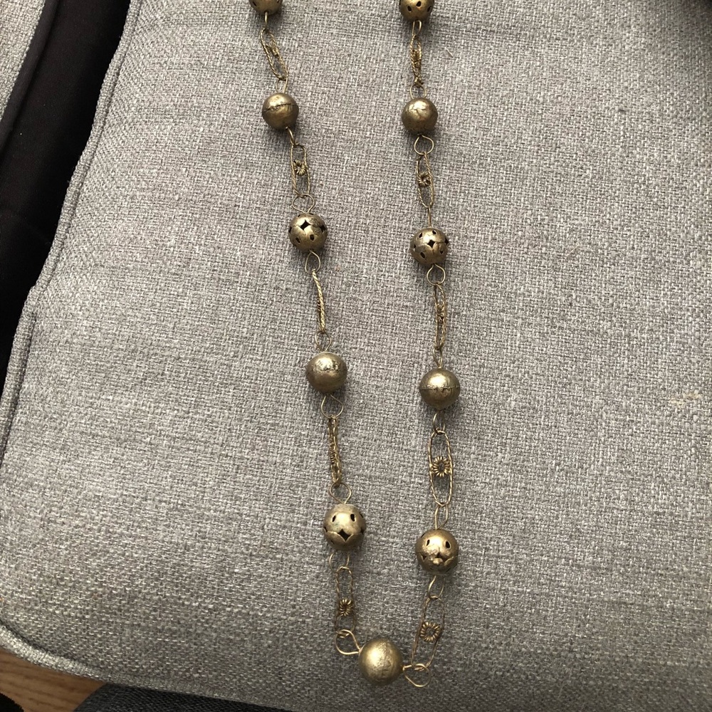 Antique brass chain and ball necklace